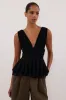 LIZZIE BLACK LACE PEPLUM TOP sold by Dissh