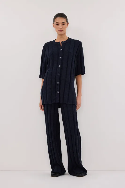 JAZZ INDIGO BUTTON KNIT SHIRT sold by Dissh