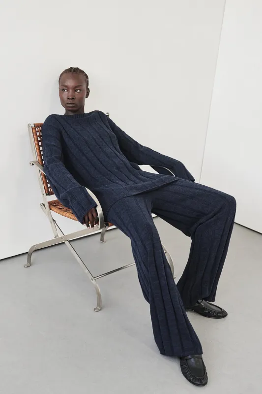 JAZZ INDIGO WIDE LEG KNIT PANT sold by Dissh