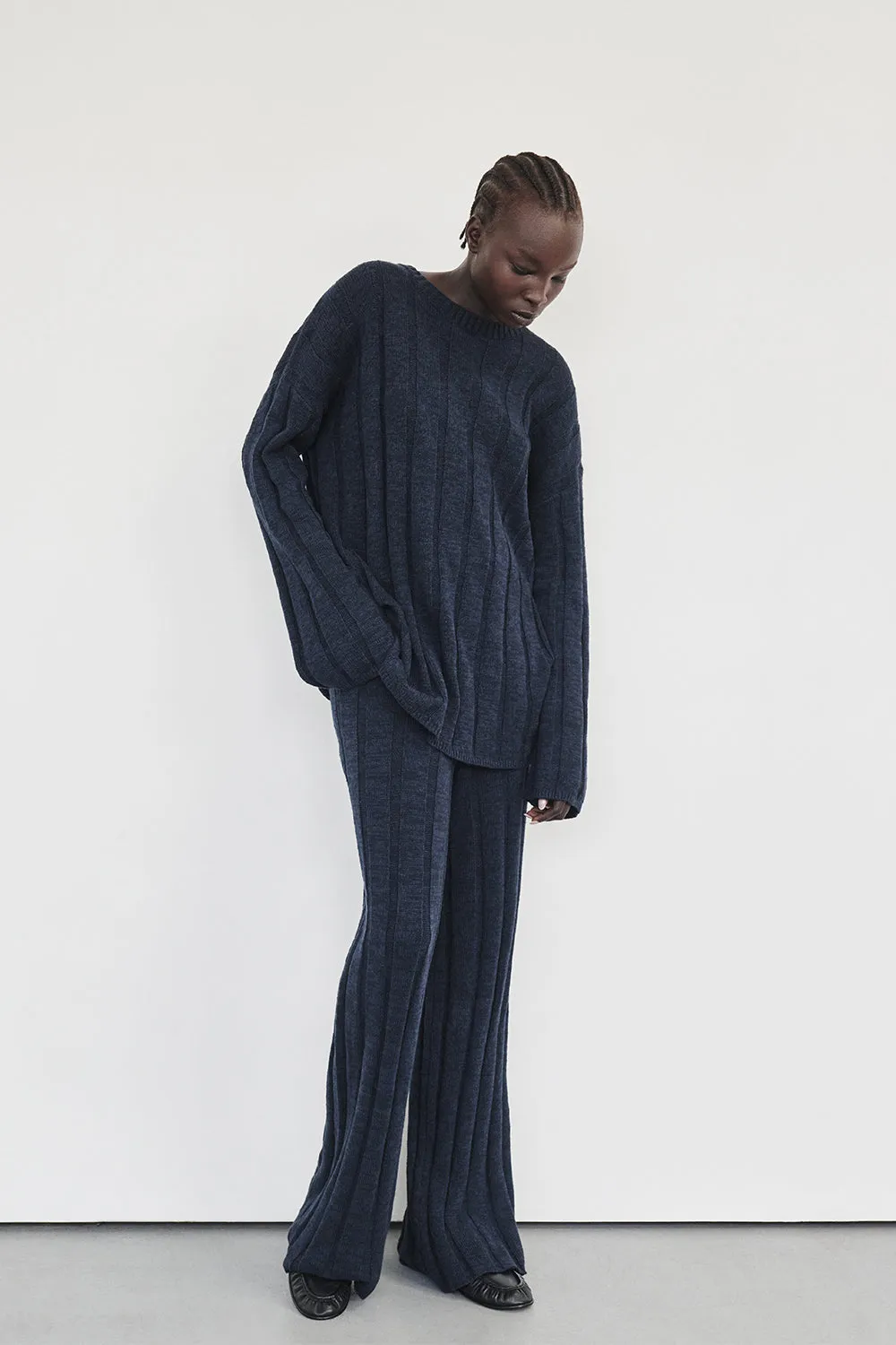 JAZZ INDIGO CREW NECK KNIT TOP sold by Dissh