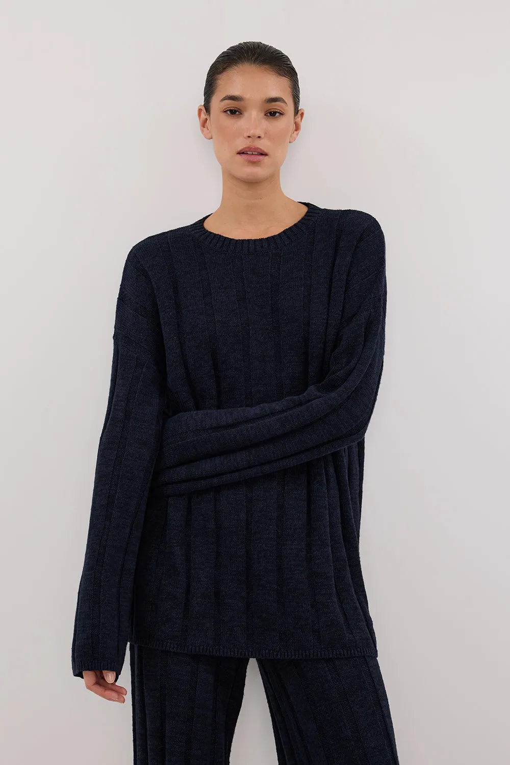JAZZ INDIGO CREW NECK KNIT TOP sold by Dissh product image thumbnail 3