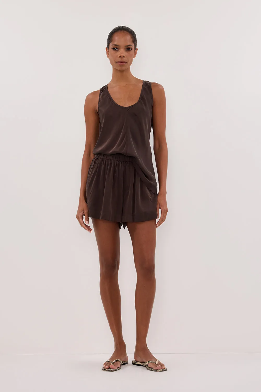 ISLA BITTER CHOC SILK SHORT sold by Dissh