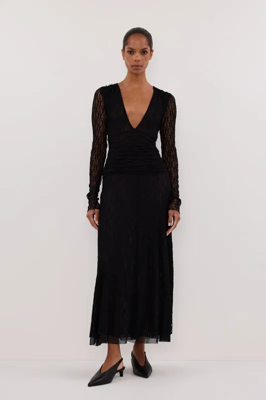 LIZZIE BLACK LACE LONG SLEEVE MAXI DRESS sold by Dissh