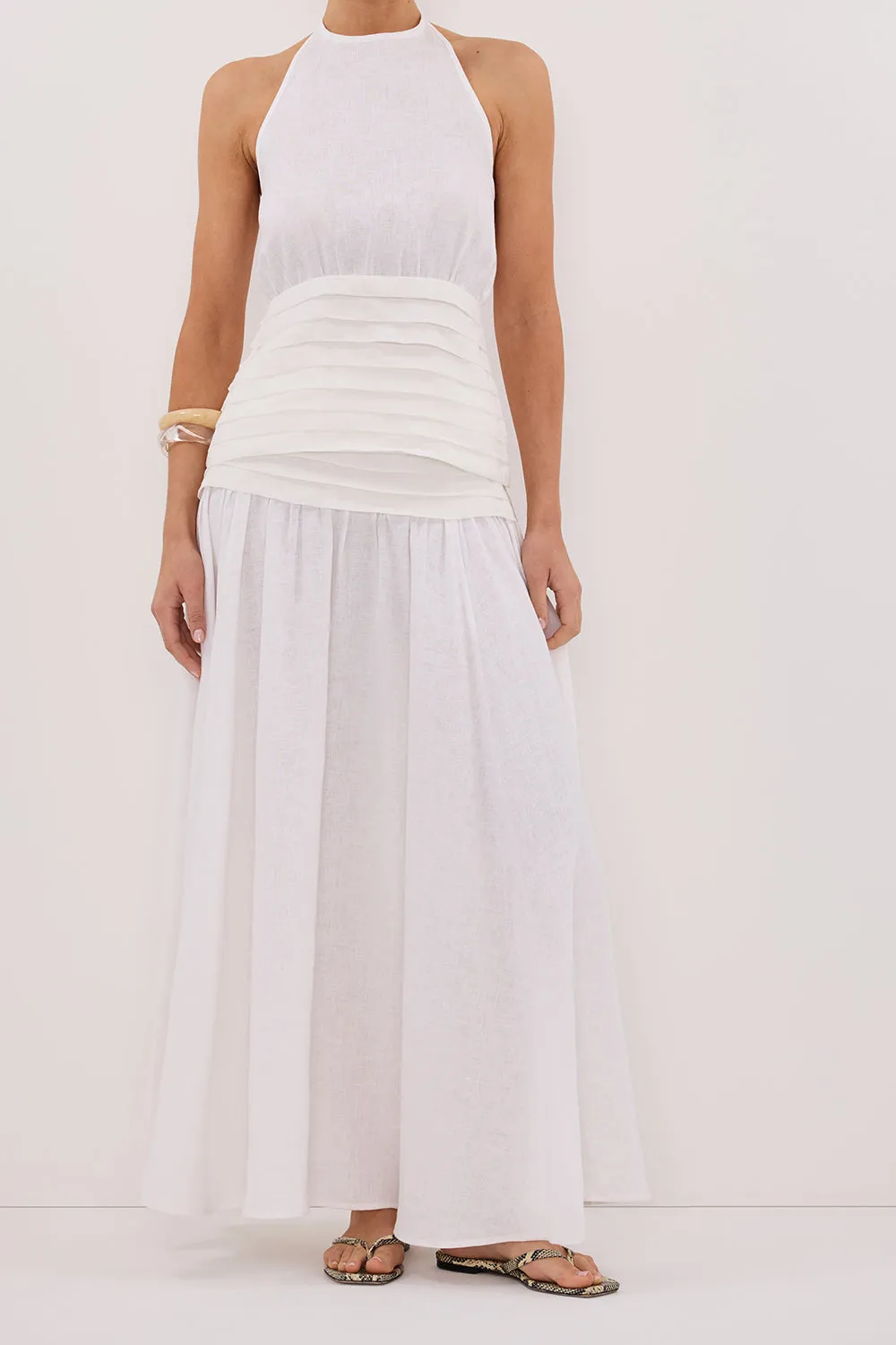 HALLIE WHITE LINEN MIDI SKIRT sold by Dissh product image thumbnail 3