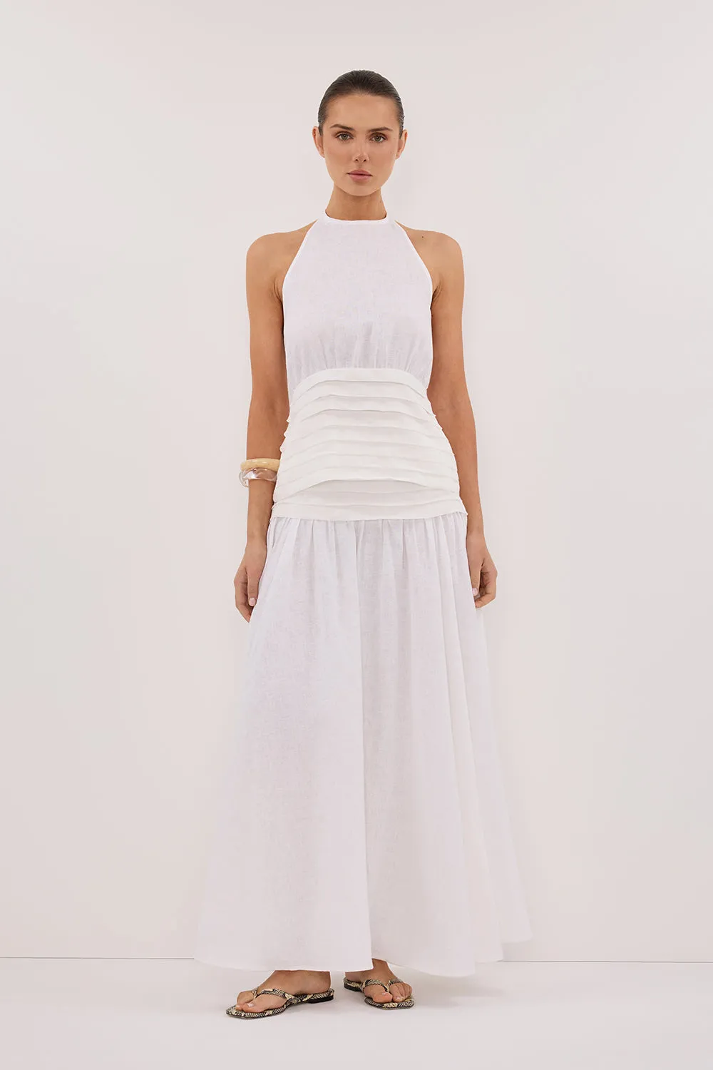 HALLIE WHITE LINEN MIDI SKIRT sold by Dissh product image thumbnail 2