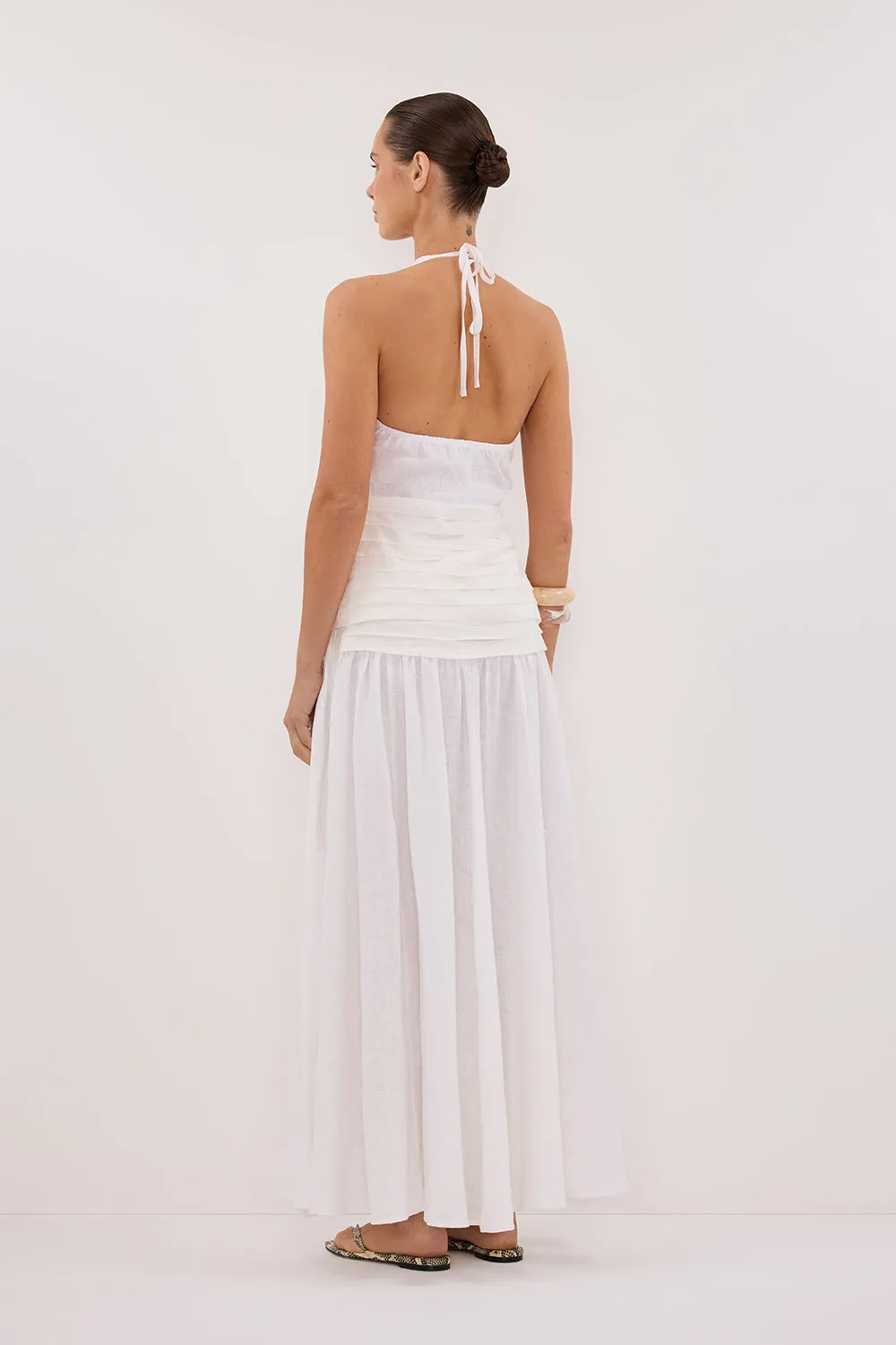 HALLIE WHITE LINEN MIDI SKIRT sold by Dissh product image thumbnail 5