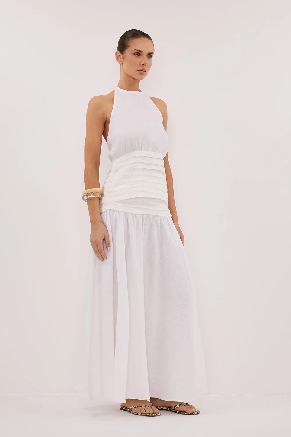 HALLIE WHITE LINEN MIDI SKIRT sold by Dissh product image thumbnail 4