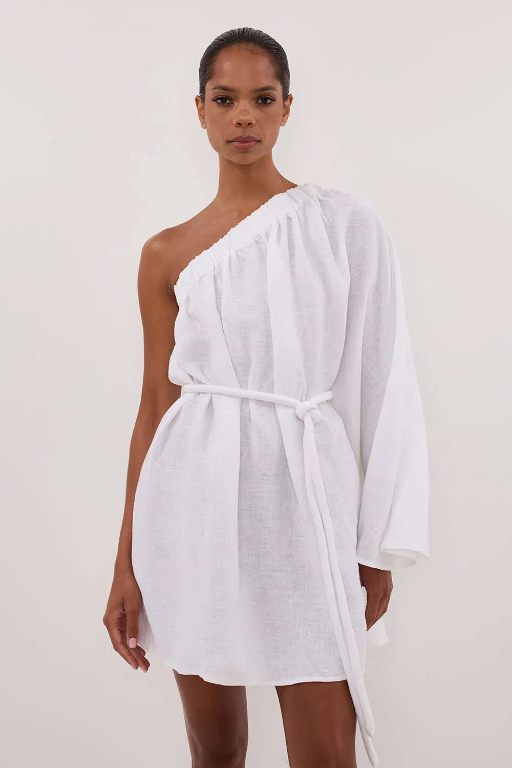 AURELIA WHITE ASYM LINEN MINI DRESS sold by Dissh product image thumbnail 3