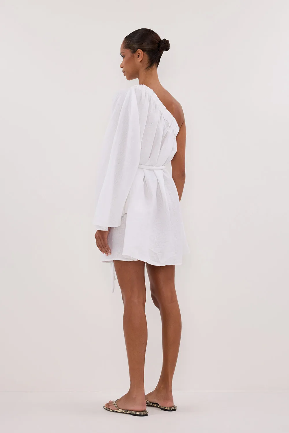 AURELIA WHITE ASYM LINEN MINI DRESS sold by Dissh product image thumbnail 5