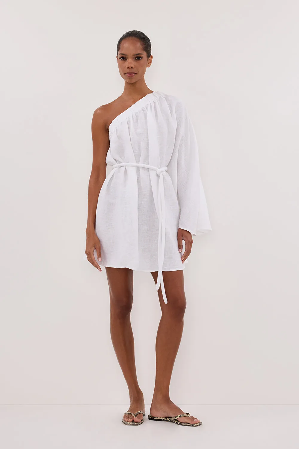 AURELIA WHITE ASYM LINEN MINI DRESS sold by Dissh product image thumbnail 2