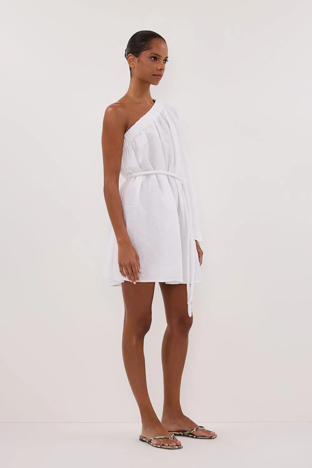 AURELIA WHITE ASYM LINEN MINI DRESS sold by Dissh product image thumbnail 4