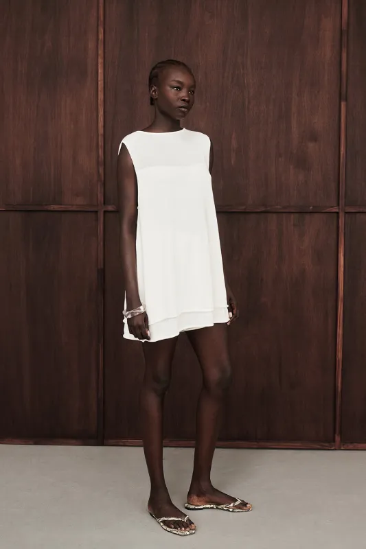 MIRA WHITE DOUBLE LAYER KNIT TOP sold by Dissh