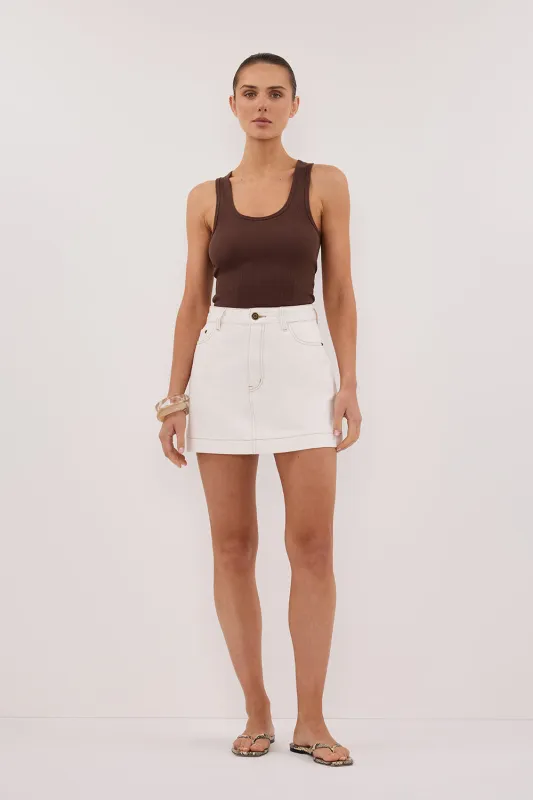 KERA WHITE DENIM A LINE SKORT sold by Dissh