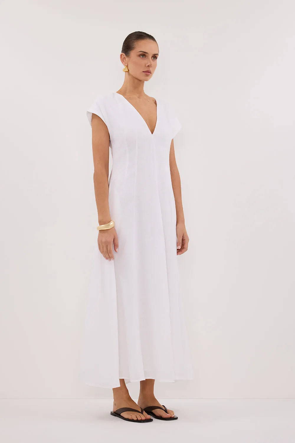MATISSE WHITE LINEN MIDI DRESS sold by Dissh product image thumbnail 3