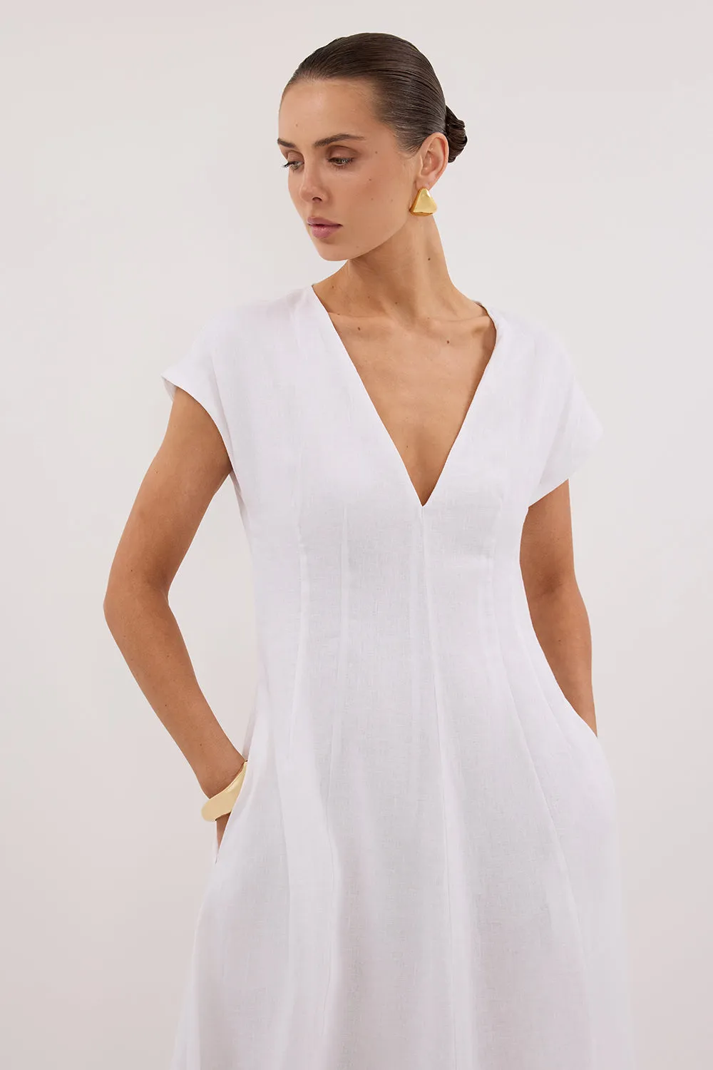 MATISSE WHITE LINEN MIDI DRESS sold by Dissh product image thumbnail 2