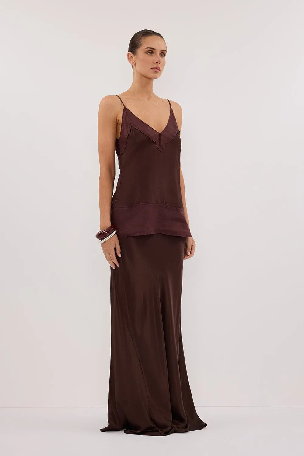 CHARLI BITTER CHOC SATIN MAXI SKIRT sold by Dissh product image thumbnail 3