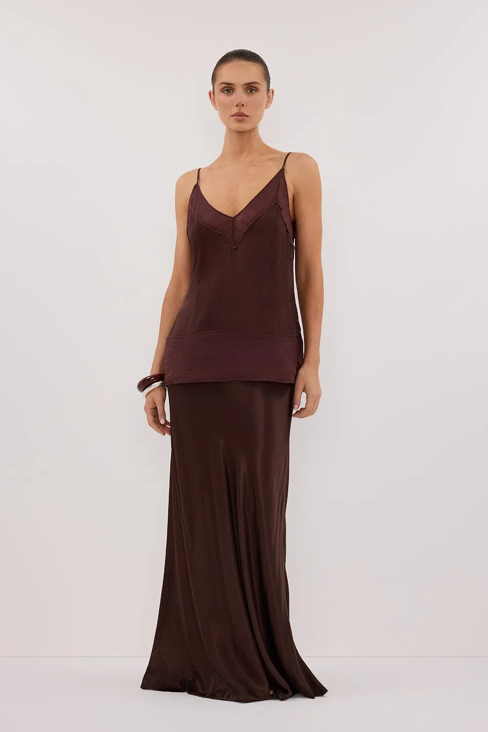 CHARLI BITTER CHOC SATIN MAXI SKIRT sold by Dissh product image thumbnail 2