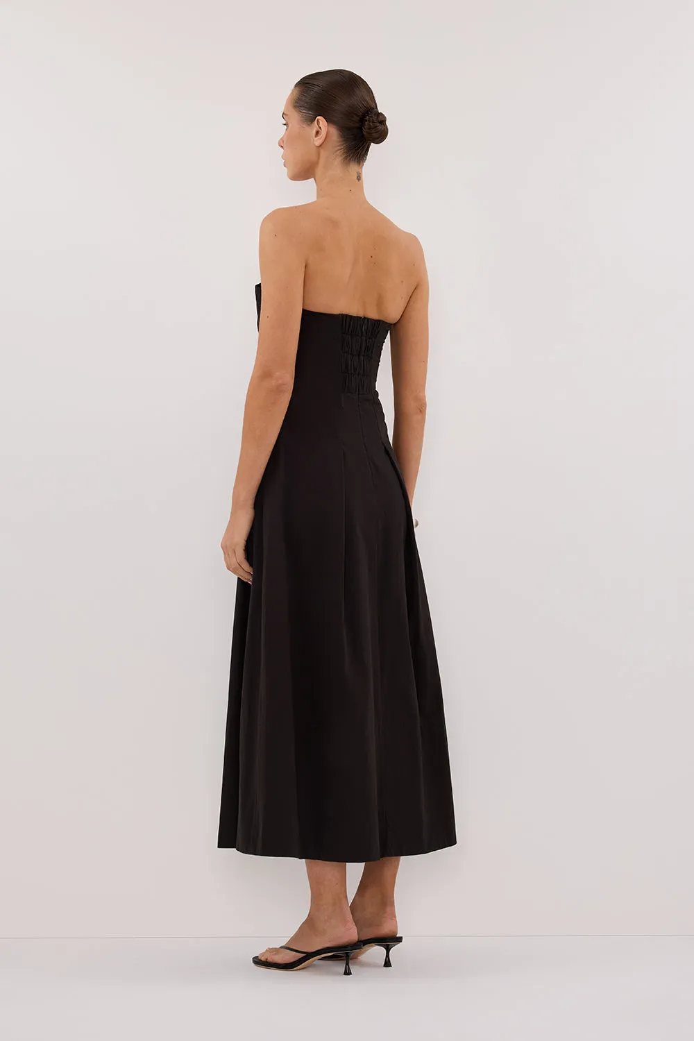 LILLY BLACK COTTON STRAPLESS MIDI DRESS sold by Dissh product image thumbnail 4