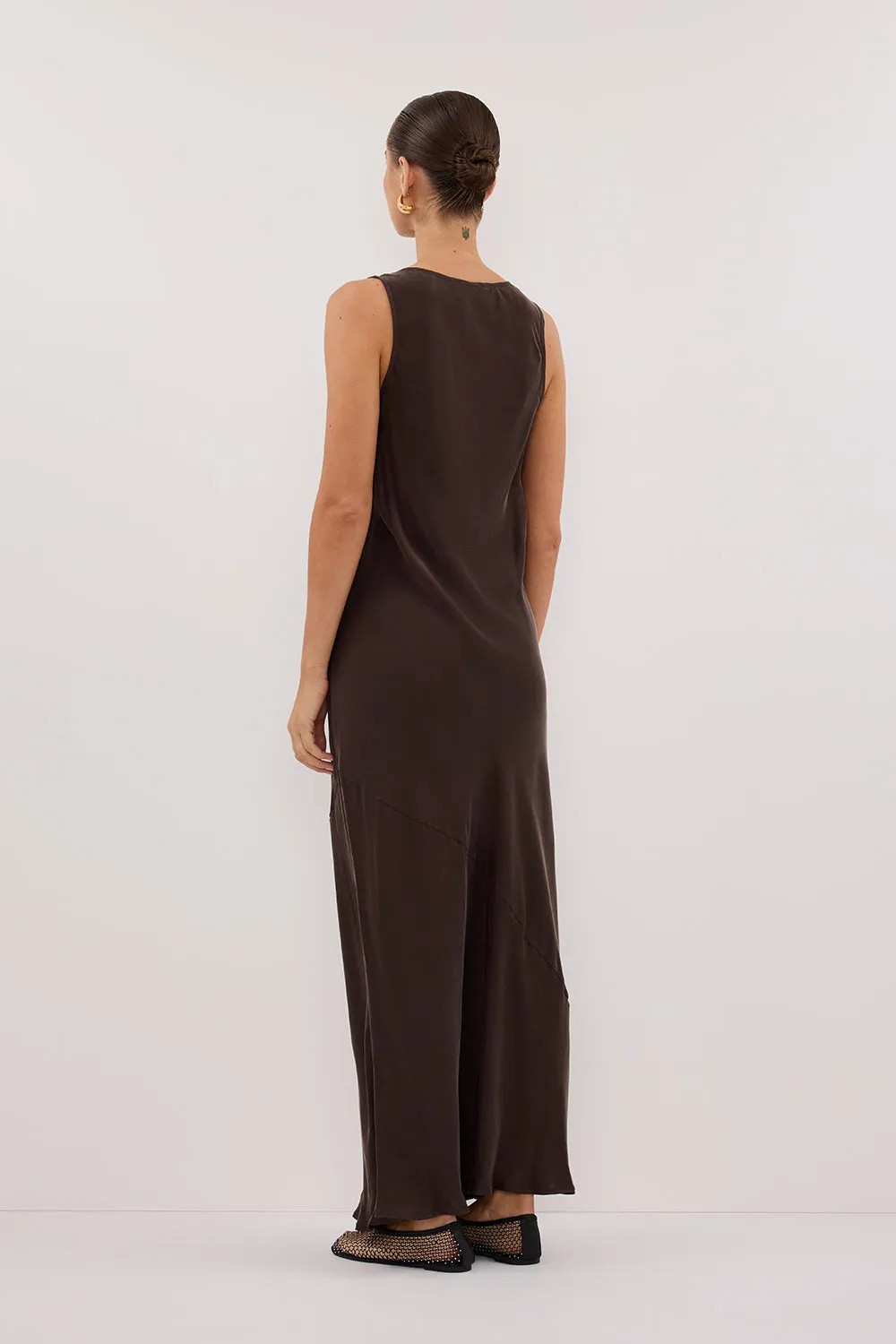 DARCY BITTER CHOC SILK MAXI DRESS sold by Dissh product image thumbnail 4