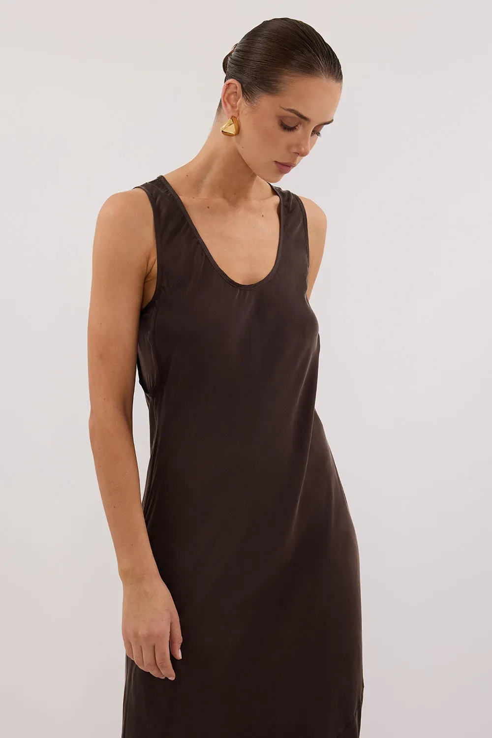 DARCY BITTER CHOC SILK MAXI DRESS sold by Dissh product image thumbnail 2