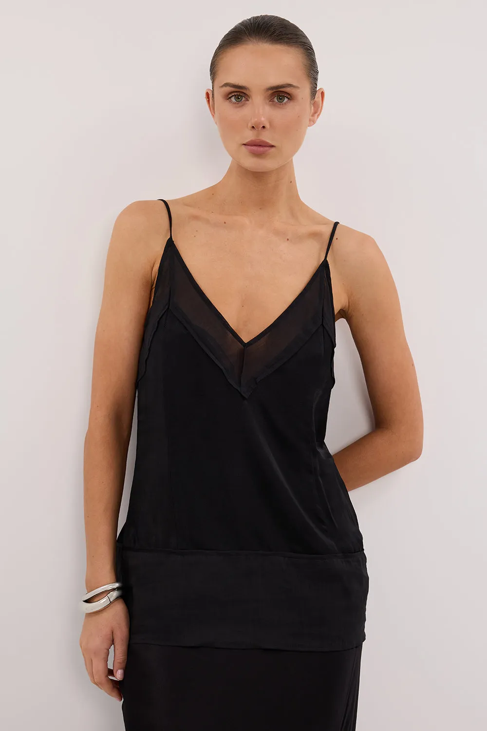 JUDE BLACK SATIN RAMIE CAMI TOP sold by Dissh product image thumbnail 2