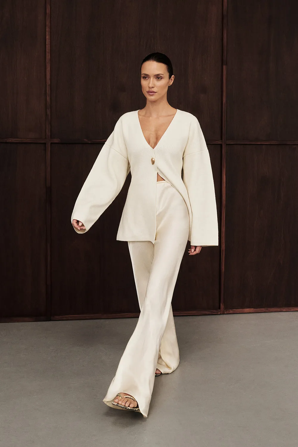 MONICA CREAM SATIN PANT sold by Dissh