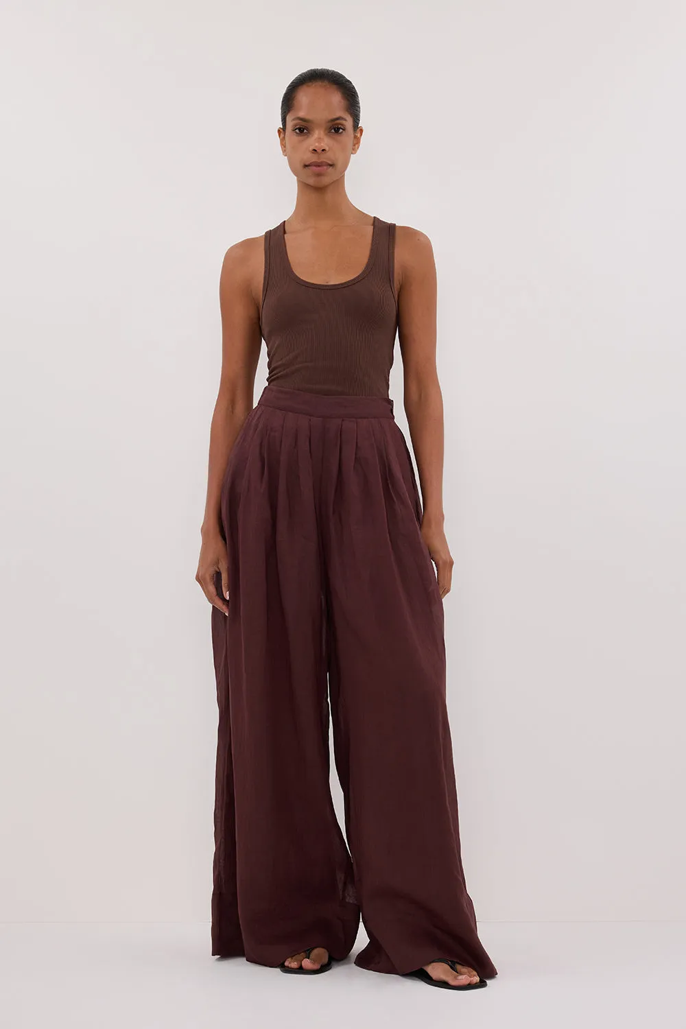 CARMEL WALNUT RAMIE PANT sold by Dissh