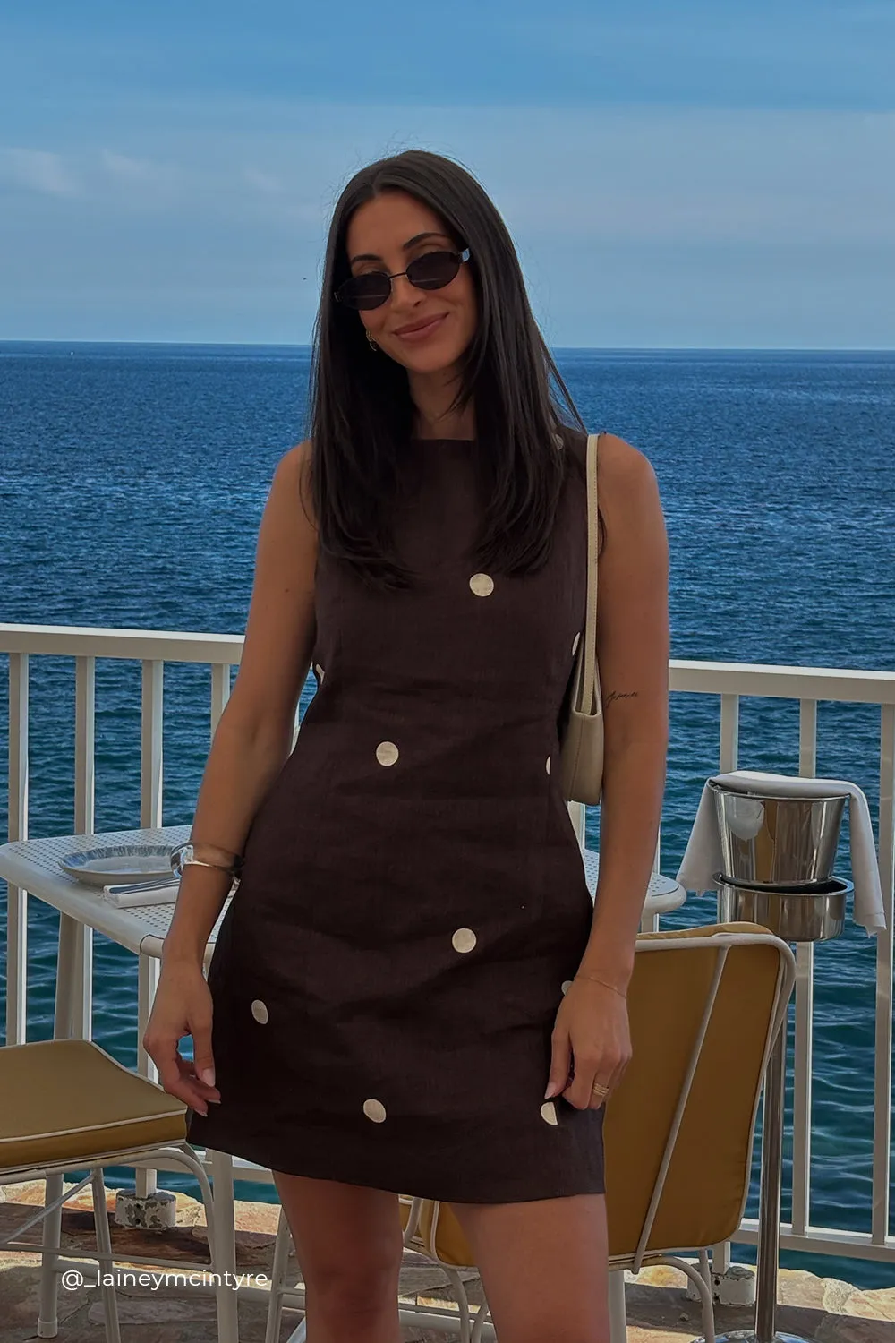 BEVERLY BITTER CHOC SPOT MINI DRESS - PRE ORDER sold by Dissh