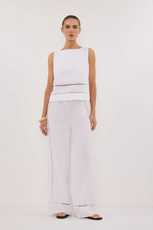 LINDSAY WHITE LINEN PANT made by Dissh