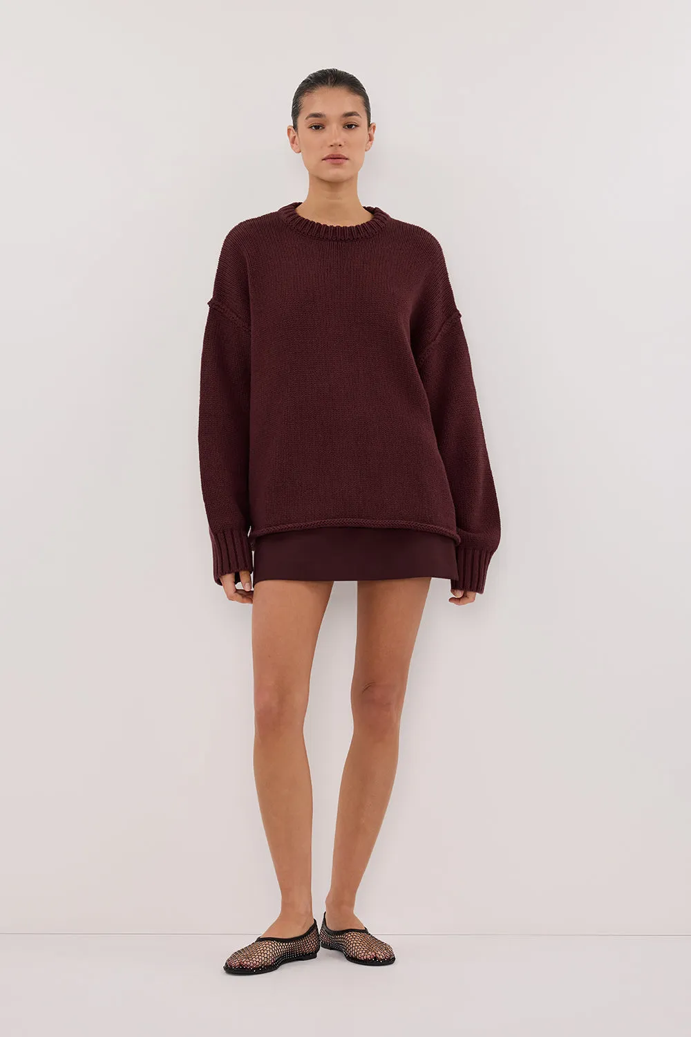 ROY WALNUT OVERSIZED LONGLINE KNIT JUMPER sold by Dissh