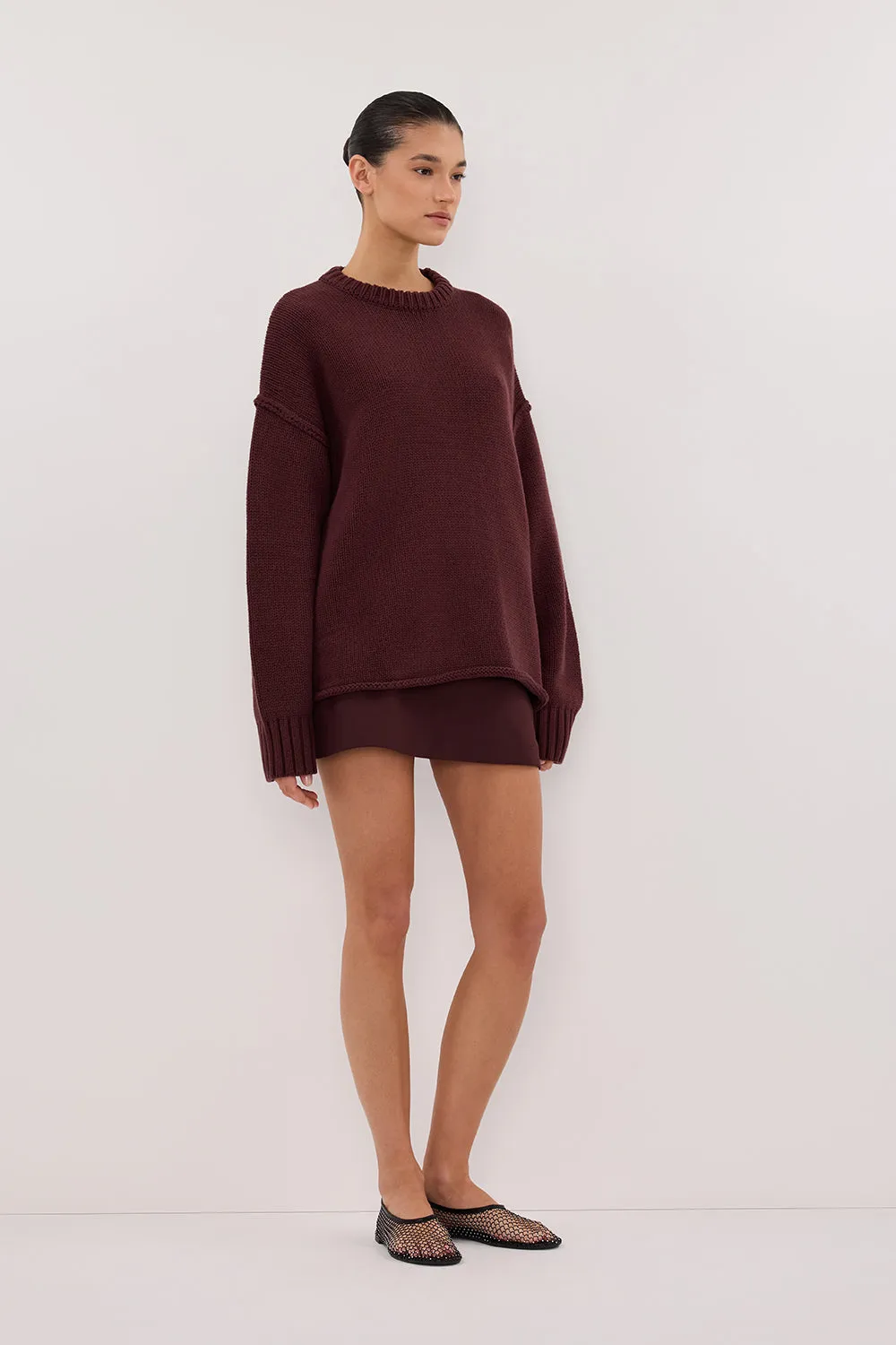 ROY WALNUT OVERSIZED LONGLINE KNIT JUMPER sold by Dissh product image thumbnail 3