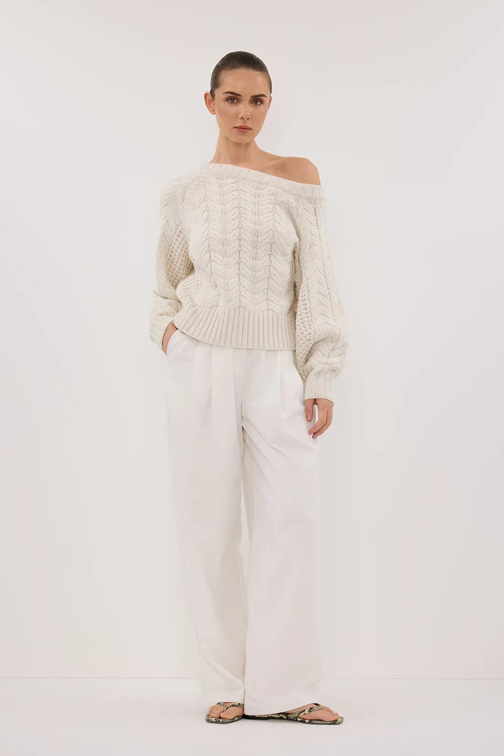 TOM CREAM ASYM KNIT JUMPER sold by Dissh