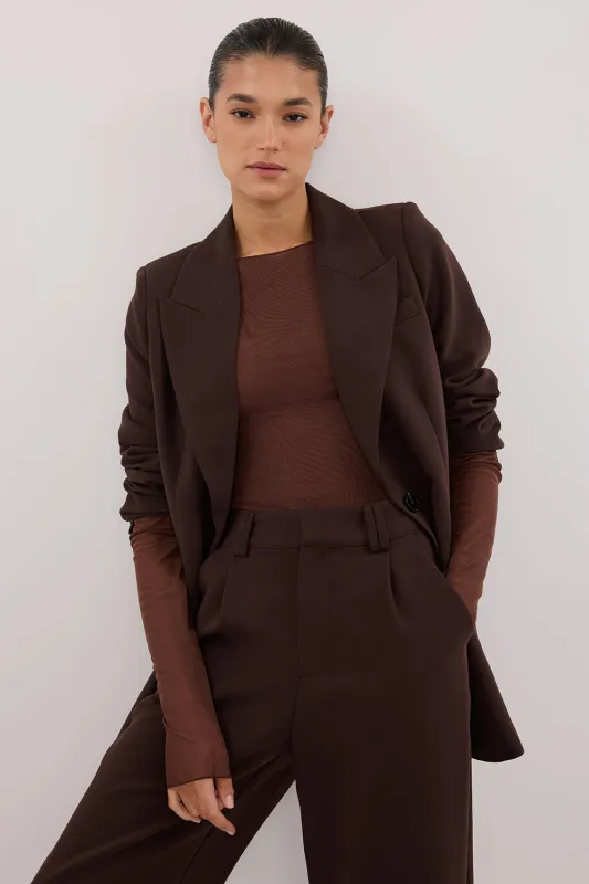 NYRA CHOC LONG SLEEVE MESH TOP sold by Dissh