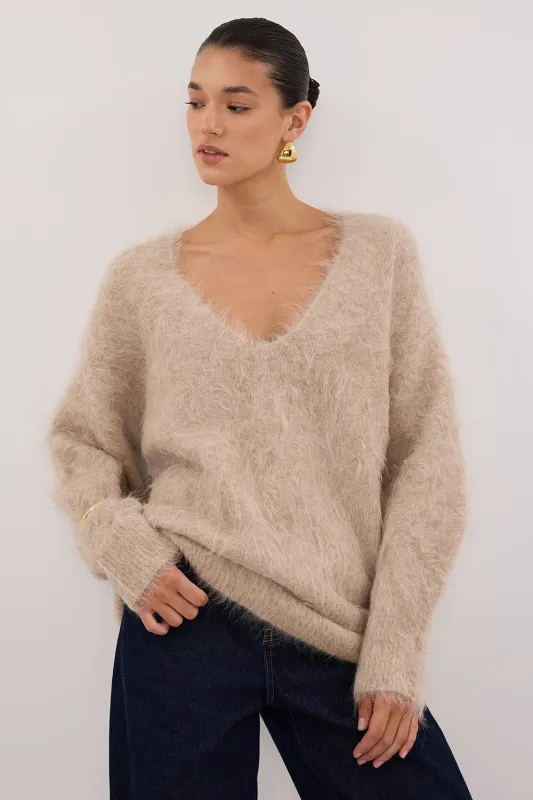 SALMA OAT V NECK JUMPER sold by Dissh