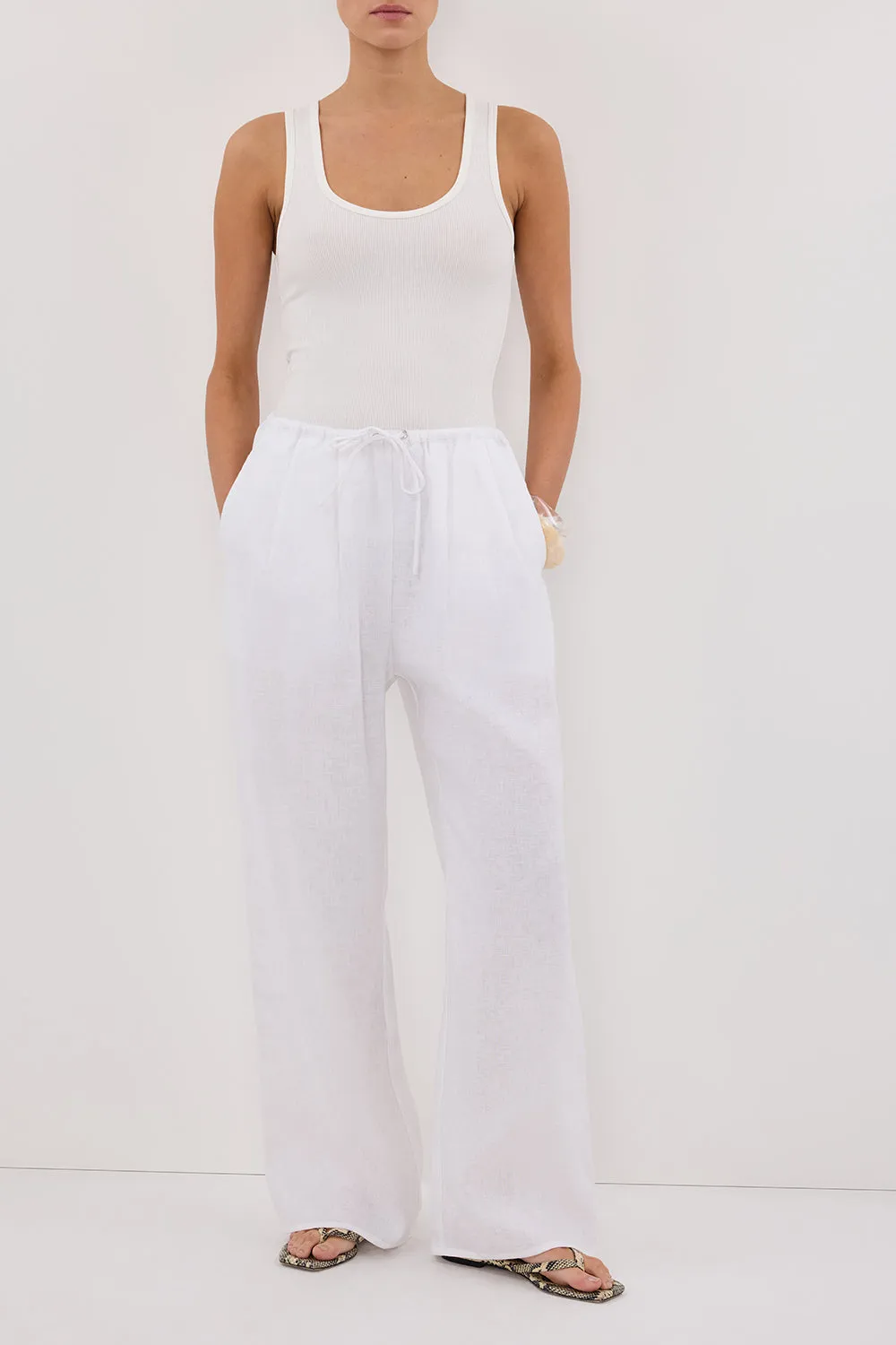 CARLA WHITE DRAWSTRING LINEN PANT sold by Dissh product image thumbnail 2