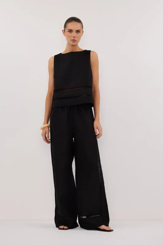 LINDSAY BLACK LINEN PANT made by Dissh
