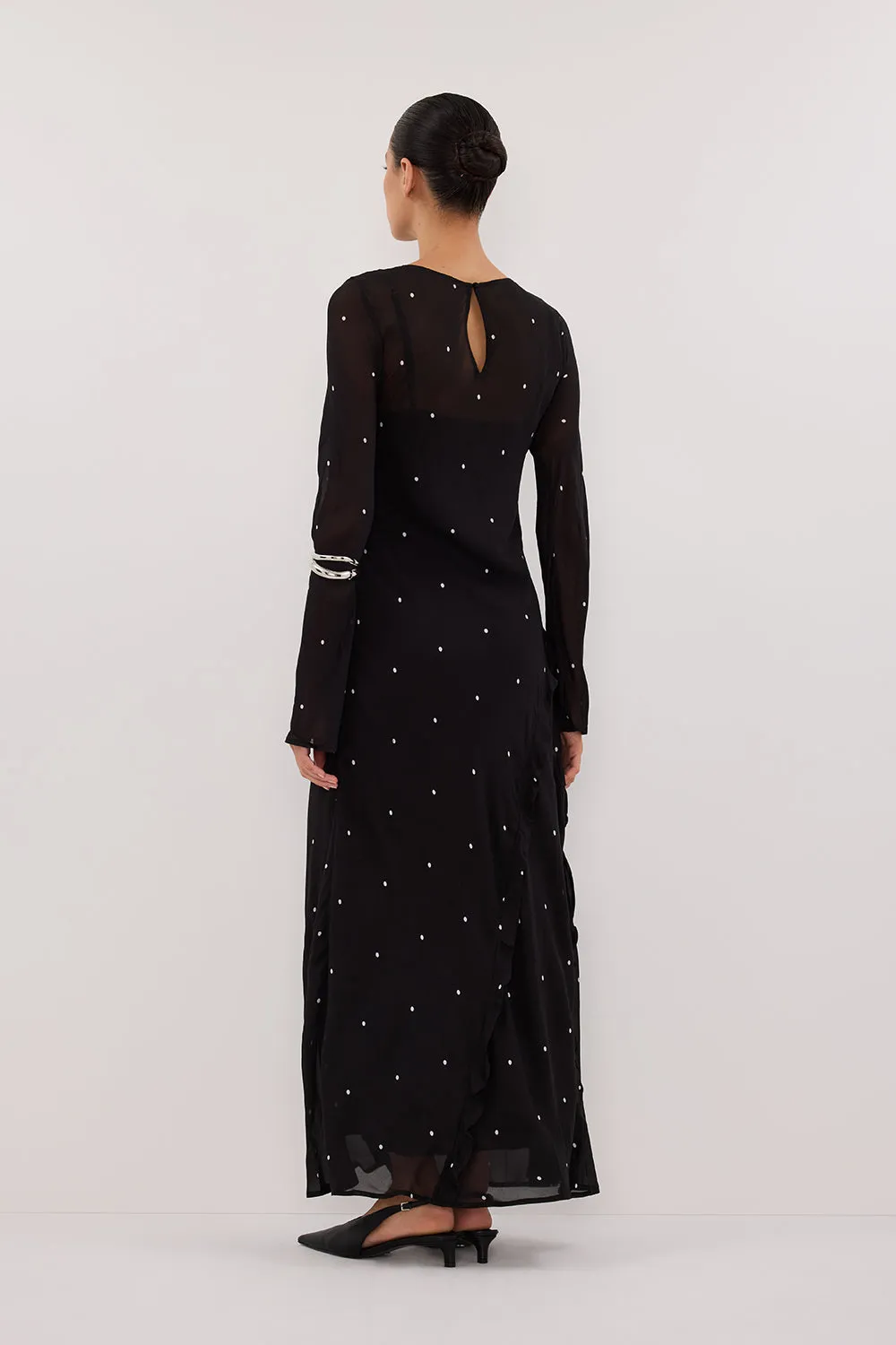 MELROSE BLACK SPOT LONG SLEEVE MAXI DRESS sold by Dissh product image thumbnail 5