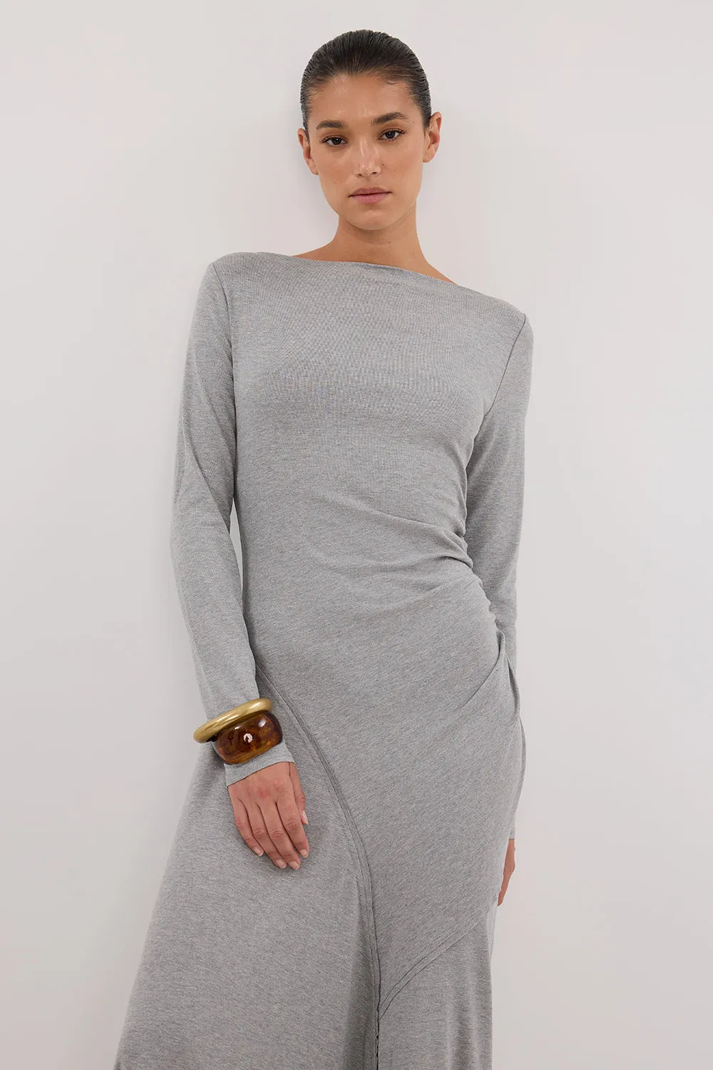 HADLEY SILVER LONG SLEEVE KNIT MAXI DRESS sold by Dissh product image thumbnail 2