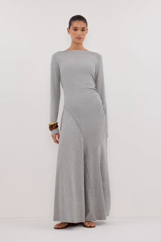 HADLEY SILVER LONG SLEEVE KNIT MAXI DRESS sold by Dissh
