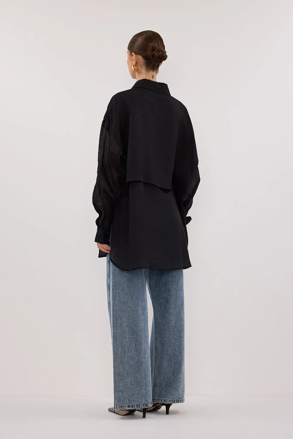 GIGI BLACK RAMIE LONG SLEEVE SHIRT sold by Dissh product image thumbnail 4