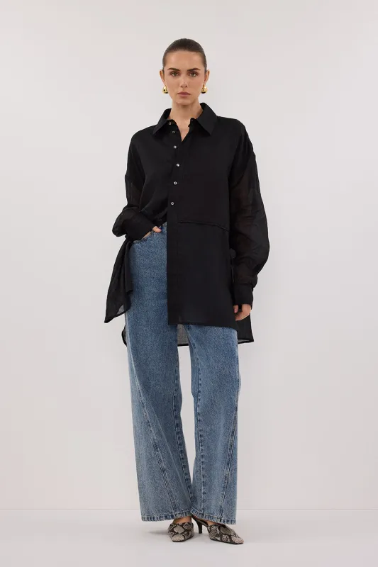 GIGI BLACK RAMIE LONG SLEEVE SHIRT sold by Dissh