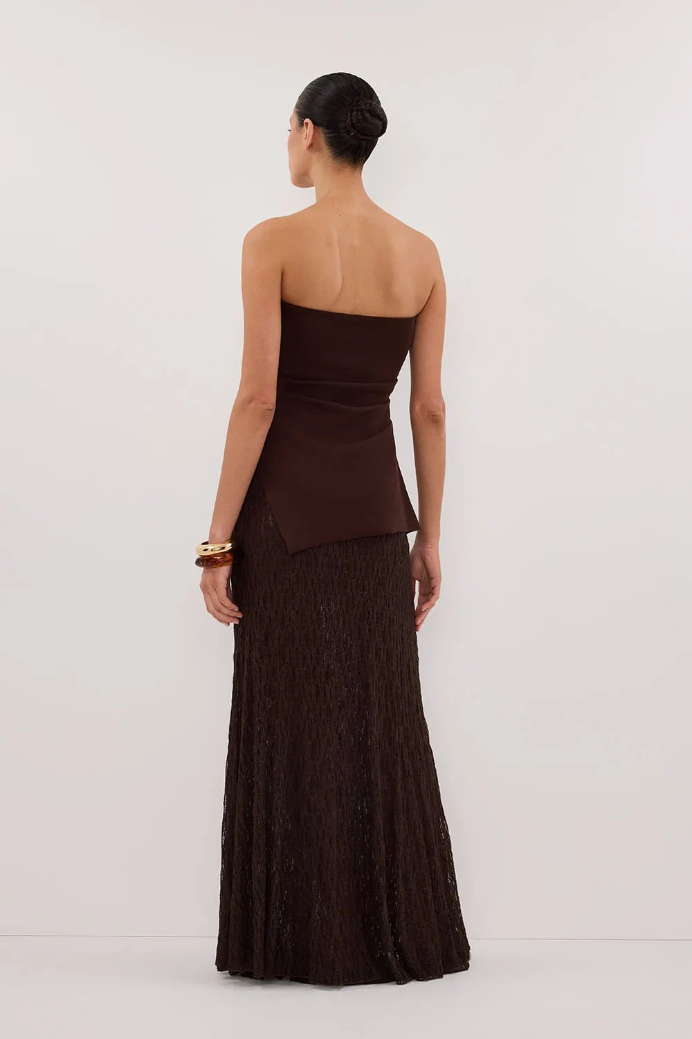 LIZZIE DARK CHOC LAYERED LACE MIDI SKIRT sold by Dissh product image thumbnail 5