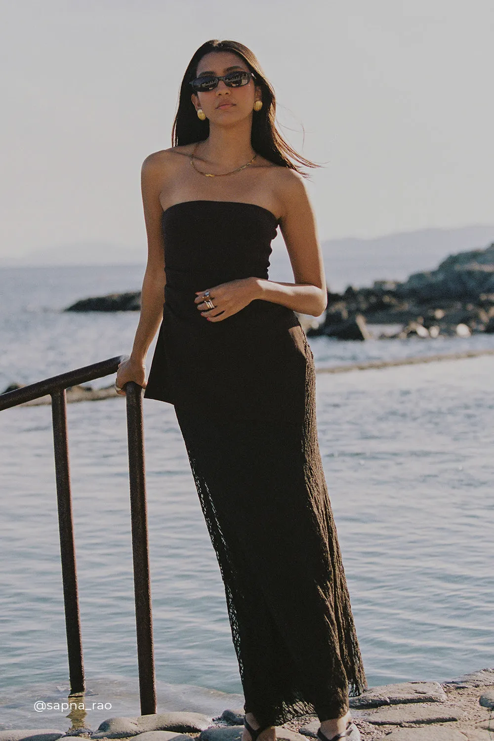 LIZZIE DARK CHOC LAYERED LACE MIDI SKIRT sold by Dissh