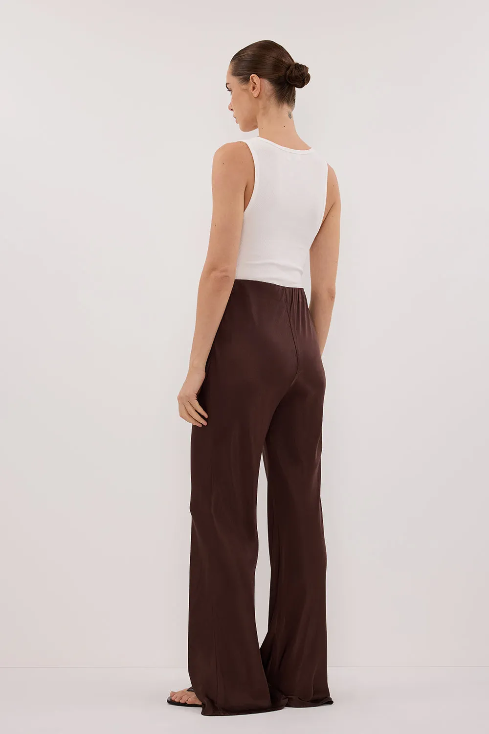 NIKKI BITTER CHOC SATIN BIAS PANT sold by Dissh product image thumbnail 4