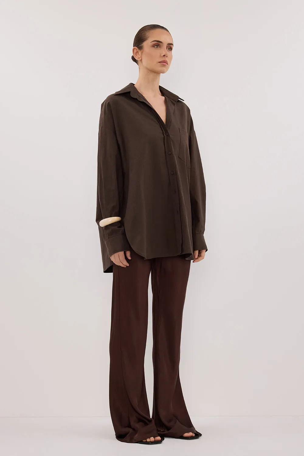 NIKKI BITTER CHOC SATIN BIAS PANT sold by Dissh product image thumbnail 3