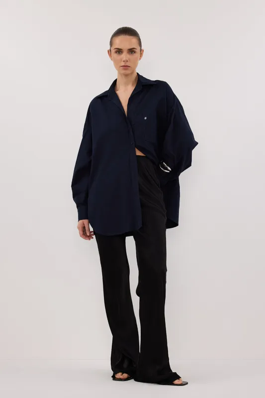 NIKKI BLACK SATIN BIAS PANT sold by Dissh