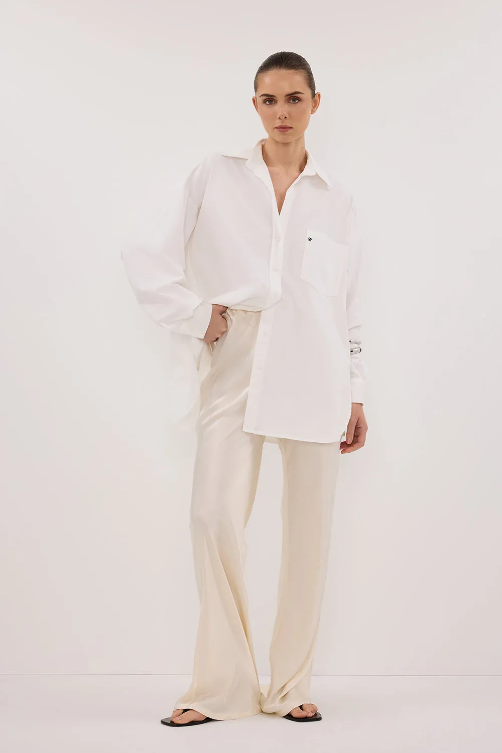 NIKKI CREAM SATIN BIAS PANT sold by Dissh