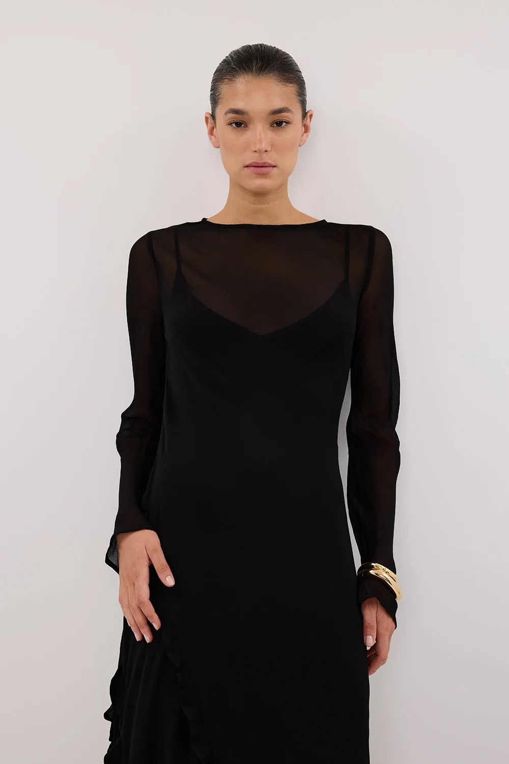 MARISSA BLACK LONG SLEEVE MAXI DRESS sold by Dissh product image thumbnail 2