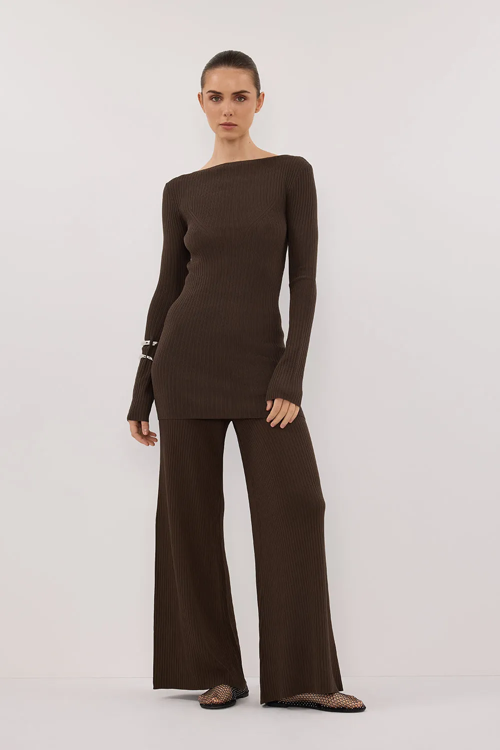 JOY DARK OLIVE KNIT PANT sold by Dissh