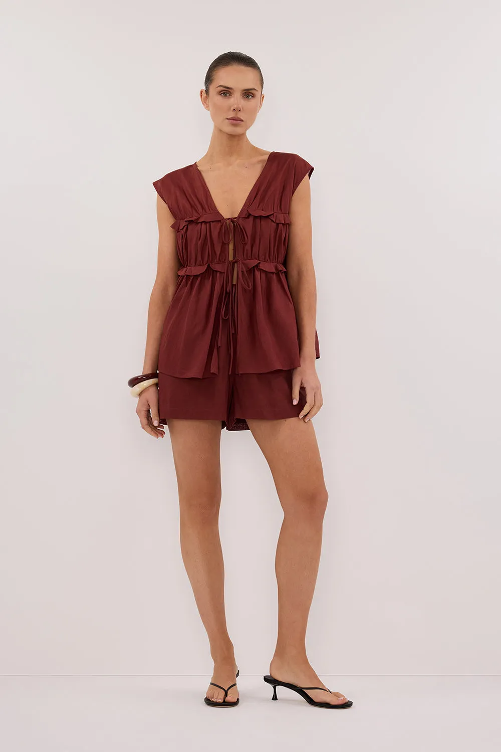 QUINN SAHARA LINEN RUFFLE TOP sold by Dissh product image thumbnail 3